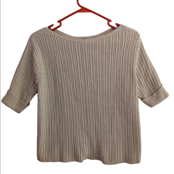 Crazy Horse By Liz Claiborne Sweaters - Women's Crazy Horse Beige Ribbed Knit Crew Neck Sweater Size M